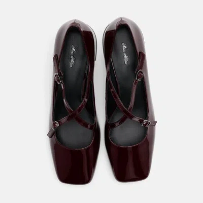Marc Nolan Ruby Patent Leather Mary Jane Block Heels In Burgundy