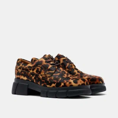 Marc Nolan Ms. Alexander Leather Lug Wingtip Derby In Animal Print
