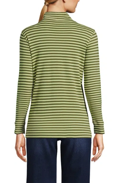 Lands' End Relaxed Cotton Long Sleeve Mock Turtleneck In Green