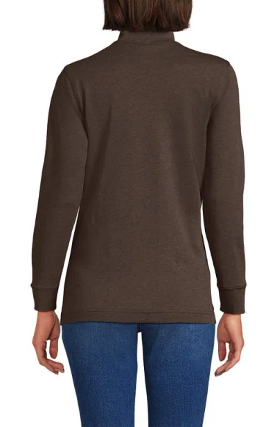 Lands' End Relaxed Cotton Long Sleeve Mock Turtleneck In Brown