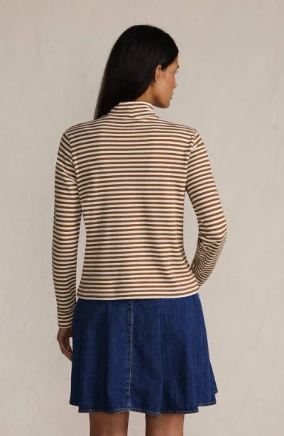 Lands' End Relaxed Cotton Long Sleeve Mock Turtleneck In Brown