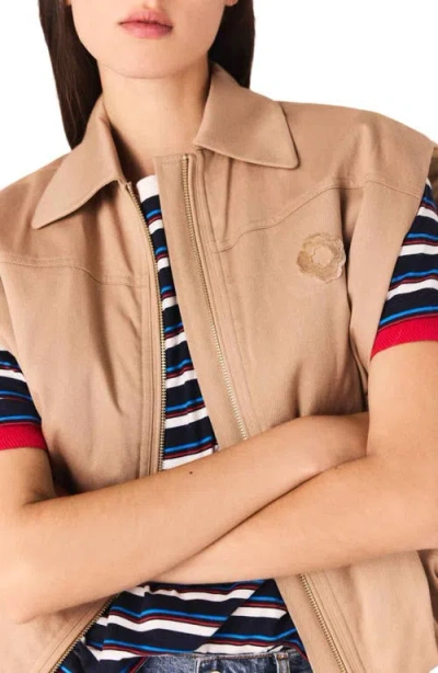 Maje Bardo Sleeveless Jacket In Neutral