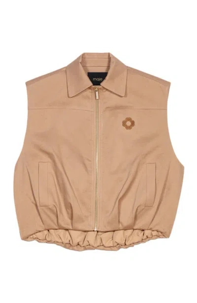Maje Bardo Sleeveless Jacket In Neutral