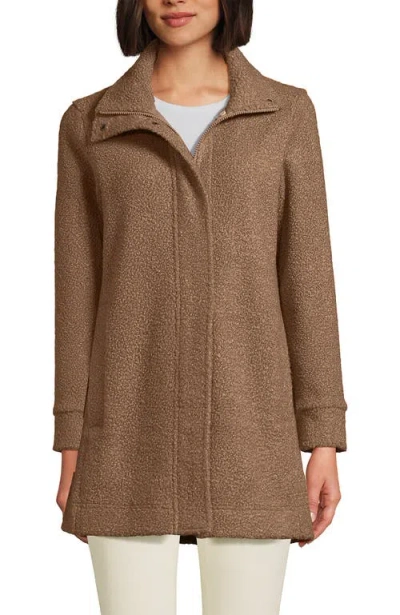 Lands' End Boucle Fleece Coat In Brown