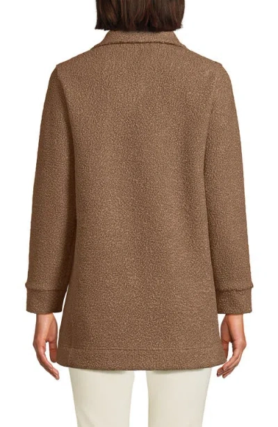 Lands' End Boucle Fleece Coat In Brown