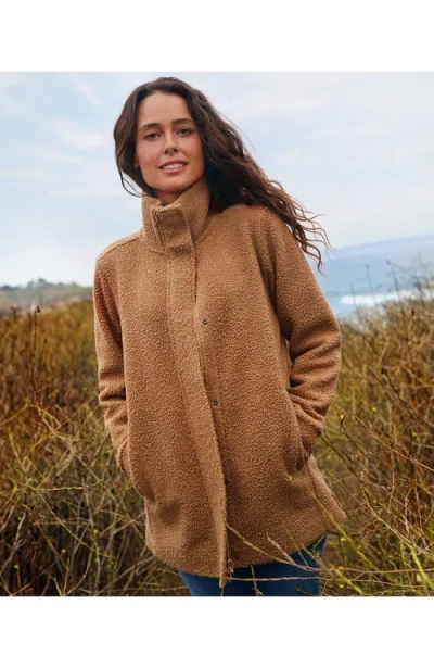 Lands' End Boucle Fleece Coat In Brown