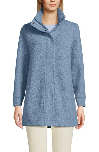 Lands' End Boucle Fleece Coat In Blue