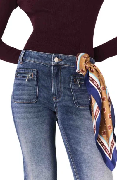 Maje Bootcut Jeans With Zip Pockets In Blue