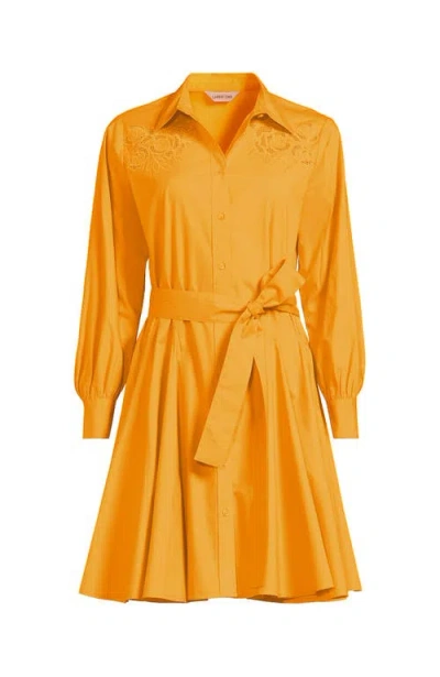 Lands' End Poplin Button Front Dress With Godets In Gold