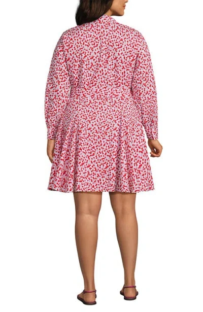 Lands' End Poplin Button Front Dress With Godets In Pink