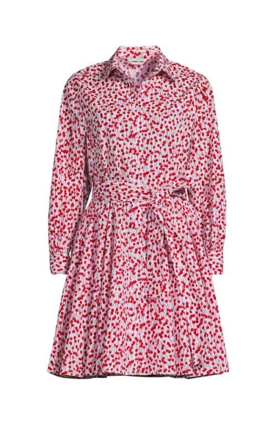 Lands' End Poplin Button Front Dress With Godets In Pink