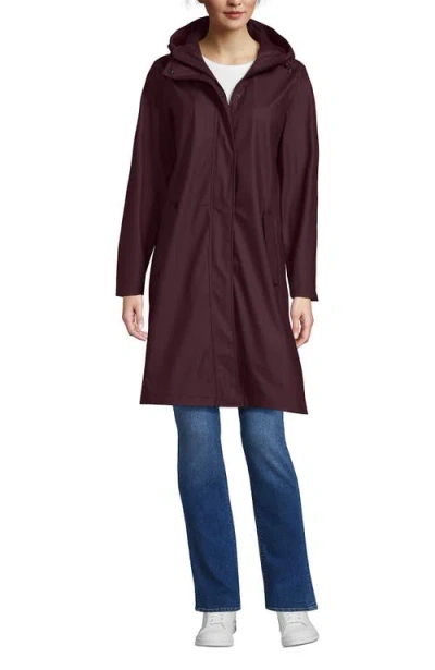 Lands' End Squall Rain Slicker Coat In Burgundy