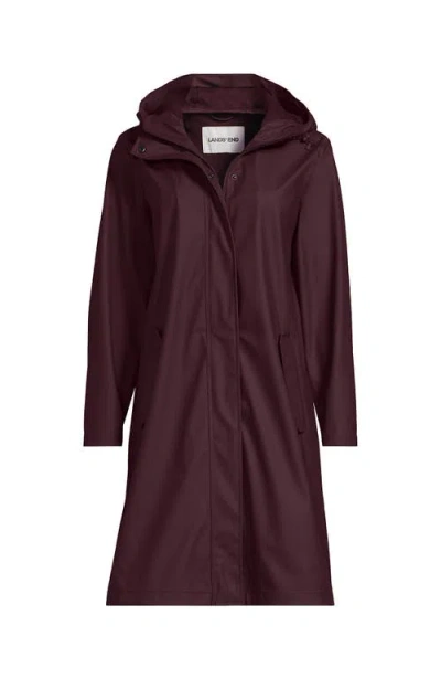 Lands' End Squall Rain Slicker Coat In Burgundy