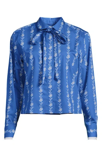Lands' End Easy Care Shirt With Removable Bow In Animal Print