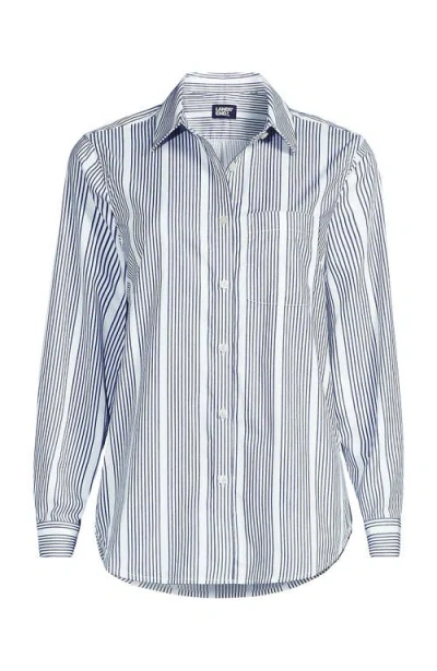 Lands' End Cooling Button Front Shirt In Blue