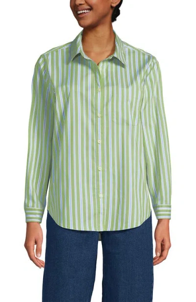 Lands' End Cooling Button Front Shirt In Green