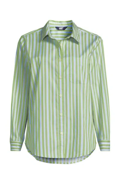 Lands' End Cooling Button Front Shirt In Green