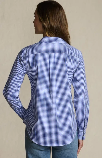 Lands' End Cooling Button Front Shirt In Blue