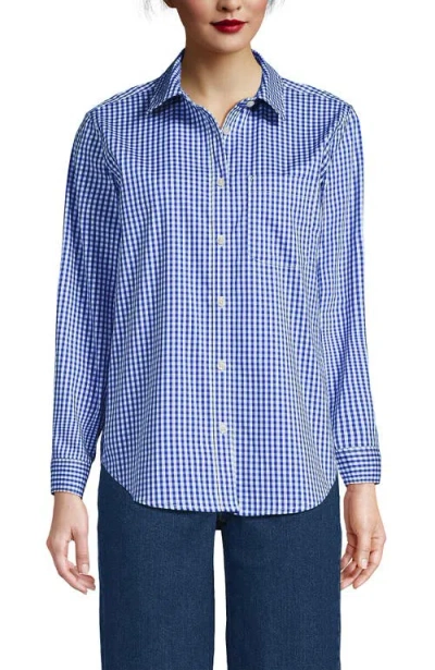 Lands' End Cooling Button Front Shirt In Blue
