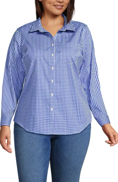 Lands' End Cooling Button Front Shirt In Blue