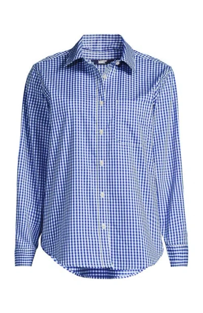 Lands' End Cooling Button Front Shirt In Blue