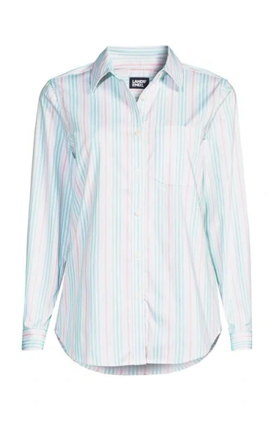 Lands' End Cooling Button Front Shirt In Blue