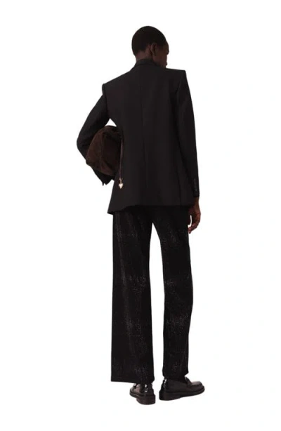 Maje Womens Rhinestone Wide-leg Mid-rise Stretch-denim Jeans Black