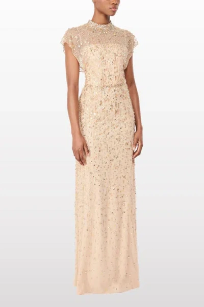 Jenny Packham Crystal Drop Embellished High-neck Maxi Dress In Multi