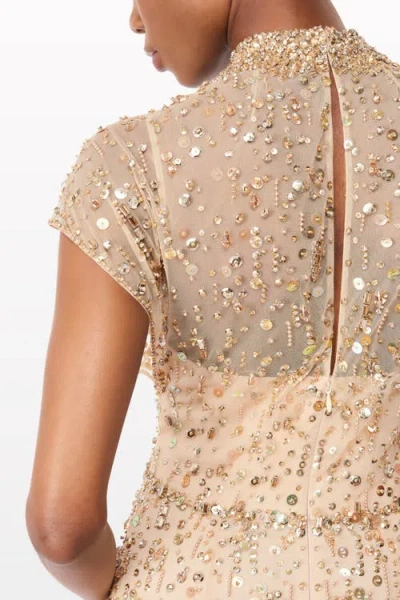 Jenny Packham Crystal Drop Embellished High-neck Maxi Dress In Multi