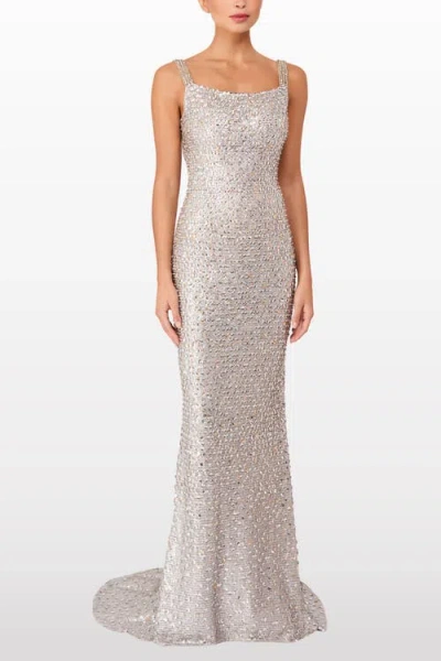 Jenny Packham Lotus Sequin-embellished Open-back Maxi Dress In Gray