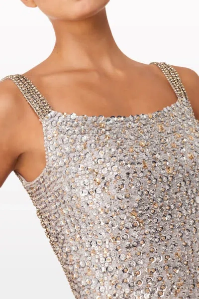 Jenny Packham Lotus Sequin-embellished Open-back Maxi Dress In Gray