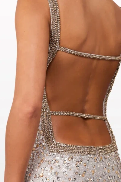 Jenny Packham Lotus Sequin-embellished Open-back Maxi Dress In Gray