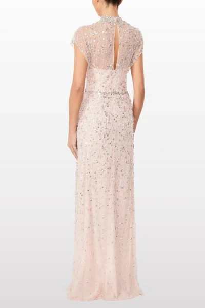 Jenny Packham Crystal Drop Embellished High-neck Maxi Dress In Neutral