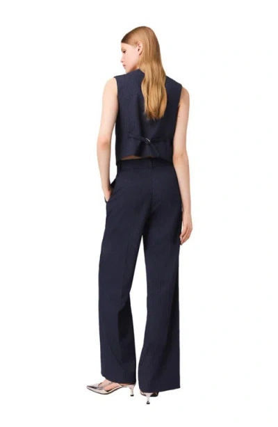 Maje Rhinestone Suit Trousers With Pleats In Blue