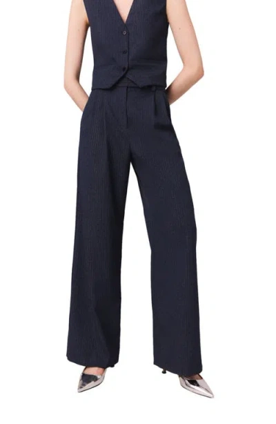 Maje Rhinestone Suit Trousers With Pleats In Blue