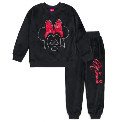Disney Minnie Mouse Velour Sweatshirt & Pants Set In Black