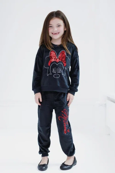 Disney Minnie Mouse Velour Sweatshirt & Pants Set In Black