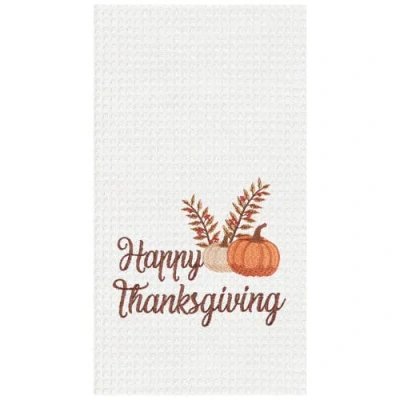 C & F Home C&f Home Happy Thanksgiving Embroidered Waffle Weave Kitchen Towel Set Of 2 In White
