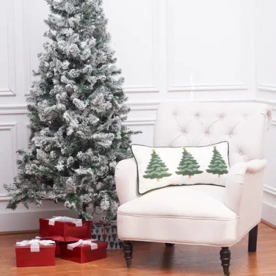 C & F Home C&f Home Flocked Trees Throw Pillow, 12" X 24" In Green