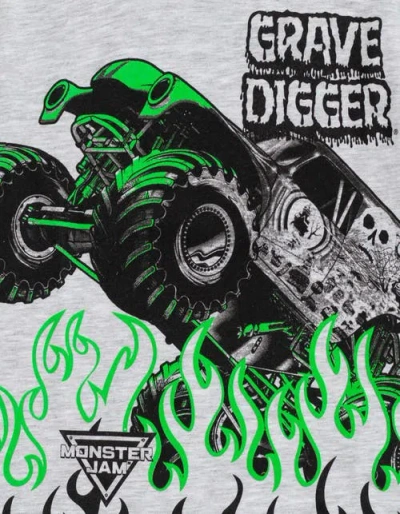 Monster Jam Grave Digger T-shirt & Mesh Shorts Set In Gray