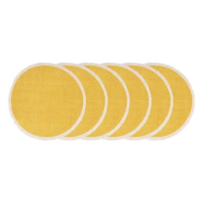 C & F Home C&f Home Fringed Dandelion Round Placemats Set Of 6, 15" In Yellow