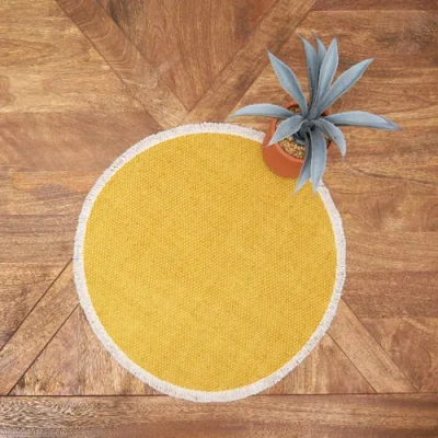 C & F Home C&f Home Fringed Dandelion Round Placemats Set Of 6, 15" In Yellow