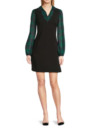 Tommy Hilfiger Women's Plaid Sleeve Sheath Minidress In Multi