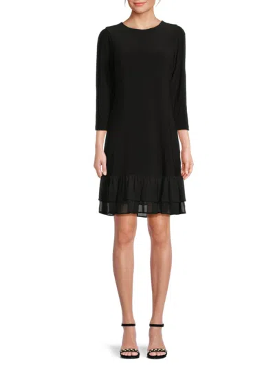 Tommy Hilfiger Women's Chiffon-trim Jersey Shift Dress In Black