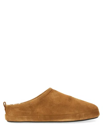 Balenciaga Camel Suede Alaska Ankle Slippers In Brown