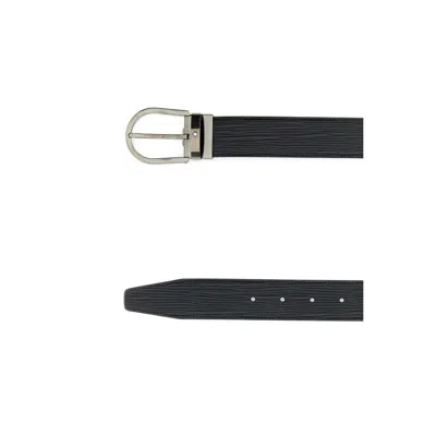 Montblanc Leather Belt With Adjustable Length And Textured Design In Black
