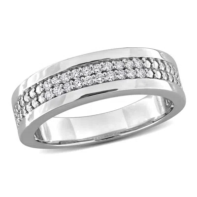Created Forever Men's 1/5ct Tw Lab Grown Diamond Double Row Band In Sterling Silver In Metallic