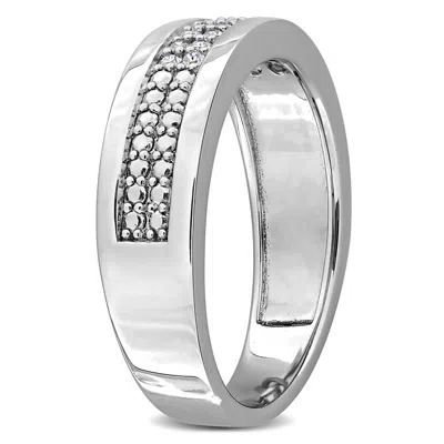 Created Forever Men's 1/5ct Tw Lab Grown Diamond Double Row Band In Sterling Silver In Metallic