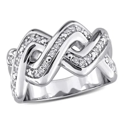 Created Forever 1/4ct Tw Lab Grown Diamond Crossover Ring In Sterling Silver In Metallic