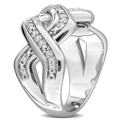 Created Forever 1/4ct Tw Lab Grown Diamond Crossover Ring In Sterling Silver In Metallic